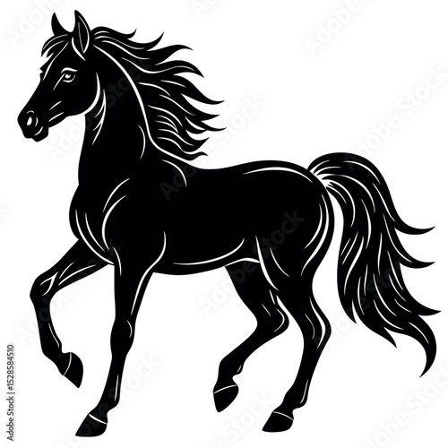 Black horse silhouette vector illustration .