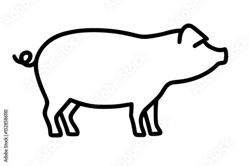 Minimalist pork outline icon, farm animal vector illustration for design.