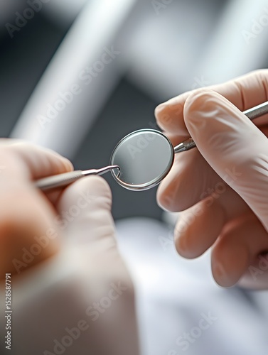 10. Close-up of hands holding dental scaler and mirror