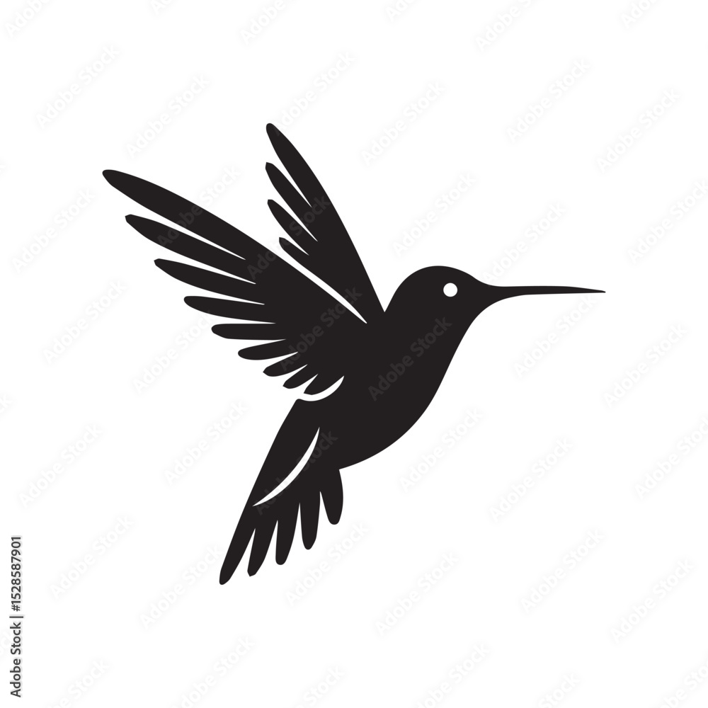 Fototapeta premium Flying hummingbird vector silhouette illustration with spread wings