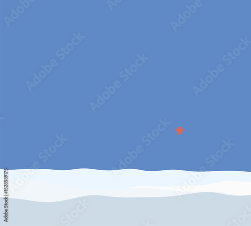 Pink flying air balloons in sky with white cloud. Travel agency or adventure tour. Beautiful landscape.