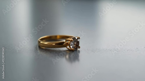 Gold ring with a solitaire diamond