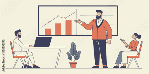 Business Presentation Team Meeting, Growth Strategy, Data Analysis