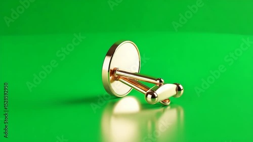 Gold cufflinks on a green background