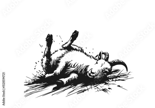 Alpine goat hand drawn sketch vector illustration