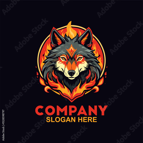 fire wolf logo design template. editable and ready to use