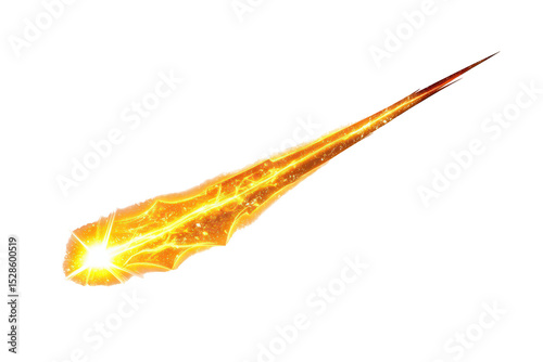 Fiery comet tail render isolated on a transparent background