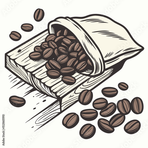 coffee beans and cup