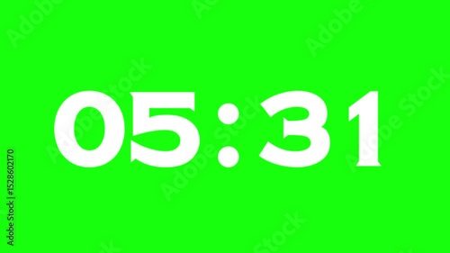 Countdown Timer Displaying Digital Numbers on Green Screen Background for Events and Presentations