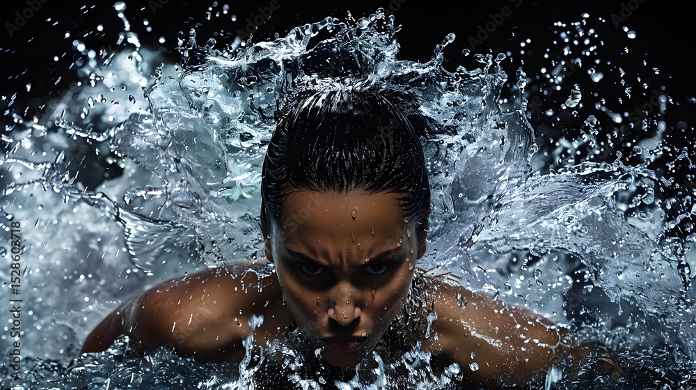Fototapeta premium A fierce and confident woman is captured in high-speed