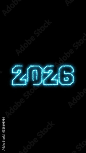 Glowing Blue Electric Neon Number 2026 Design Ideal for Festival Celebrations and Events