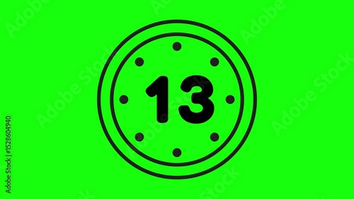 Minimalist Clock Animation Representing Time with Countdown in Neon Color Scheme