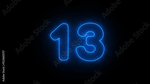 Glowing Neon Number One and Zero in Vibrant Blue against a Dark Background with Electric Effect