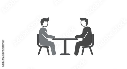 Pictogram illustrates business people meeting at a table