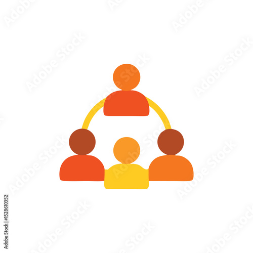 Abstract graphic of four connected people in a collaborative network.