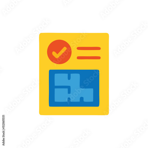 Approved floor plan document with checkmark.