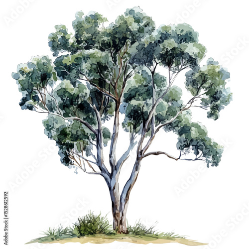 Quadro em tela A Black Gum Tree, watercolor painting vector, high quality, isolated on a white background