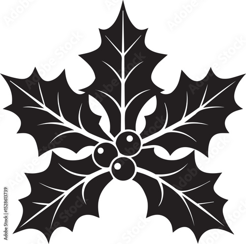 holly logo vector, holly illustration vector, holly silhouette vector icon black and white