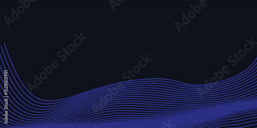 Abstract glowing wave lines on dark blue background. Dynamic wave pattern. Modern flowing wavy lines. Futuristic technology concept. Suit for banner, poster, cover, brochure modern arts blue