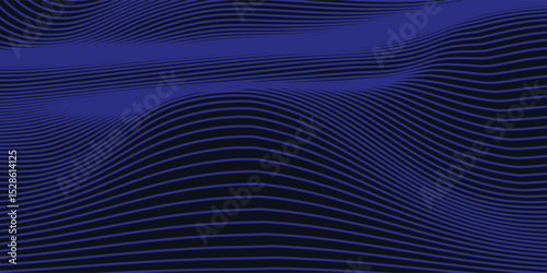Abstract glowing wave lines on dark blue background. Dynamic wave pattern. Modern flowing wavy lines. Futuristic technology concept. Suit for banner, poster, cover, brochure modern arts blue