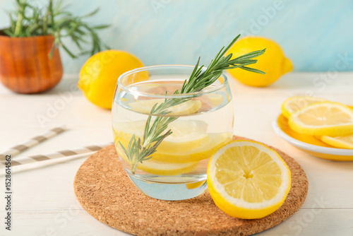 Glass of tasty lemonade and...