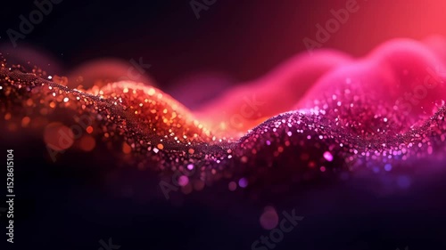 Glittering pink and purple particles flowing abstract background