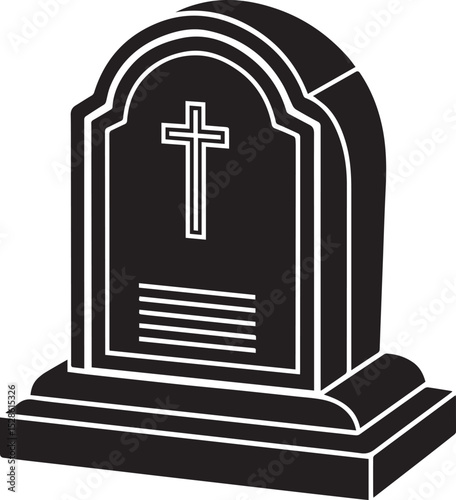 vector illustration of an old cemetery, tombstone illustration vector, tombstone silhouette vector icon black and white