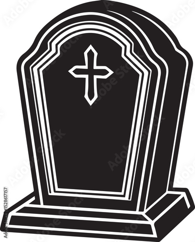 vector illustration of an old cemetery, tombstone illustration vector, tombstone silhouette vector icon black and white