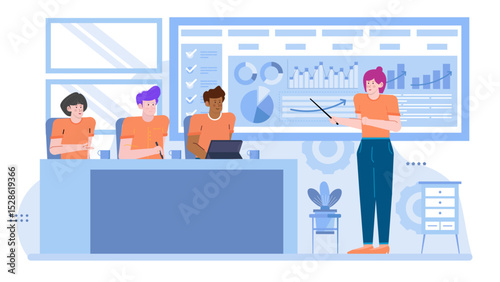 Meeting in an office suitable for business presentations, articles, blogs, social media posts, websites, and promotional materials. Ideal for corporate settings.