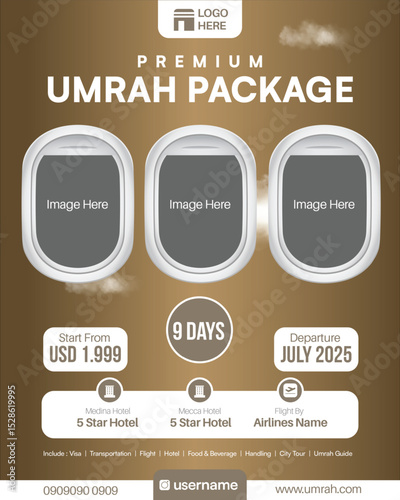 umrah promotion flyer template editable