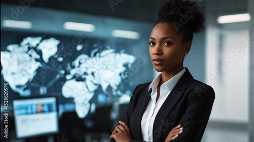 Confident businesswoman posing in modern office