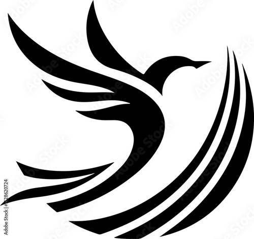 vector illustration of flying bird symbol logo icon for company mascot growing high
