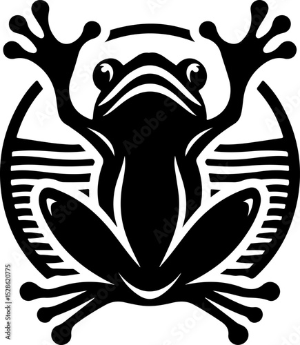 sketch vector illustration silhouette icon logo symbol mascot animal frog as rain caller classic vintage abstract modern style