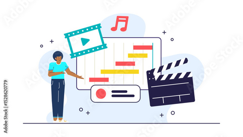 Person seated at desk with notebook and laptop, brainstorming and organizing ideas for a video project. Suitable for video editing concepts.