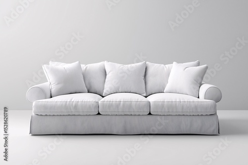 Elegant and Modern White Sofa. Cozy, Comfortable Furniture for Your Minimalist Living Room photo