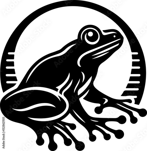 sketch vector illustration silhouette icon logo symbol mascot animal frog as rain caller classic vintage abstract modern style