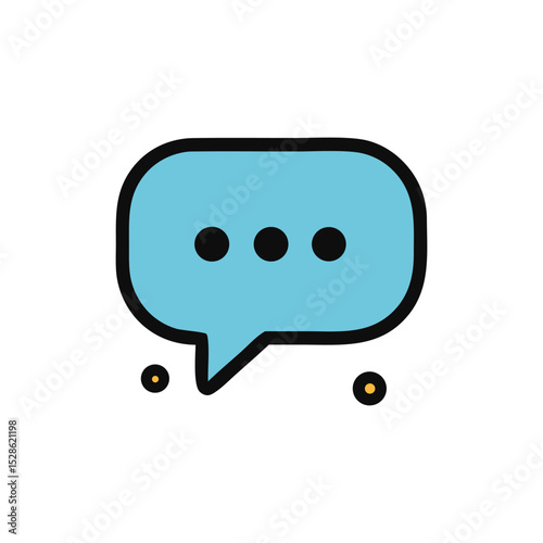 A blue speech bubble with three dots, suggesting communication and dialogue.