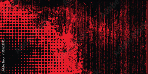 Black and red abstract grunge background with halftone style modern grunge arts