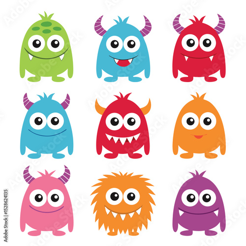 Wallpaper Mural Adorable and playful cartoon monsters in various colors for children's illustrations and designs Torontodigital.ca