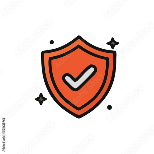 A red shield icon with a checkmark, signifying security and protection.