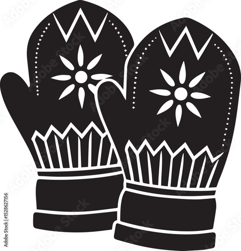 mittens vector illustration, mittens clipart, mittens ion, mittens silhouette vector icon black and white
