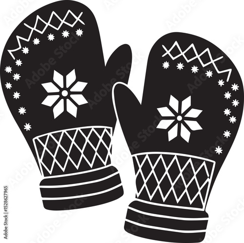 mittens vector illustration, mittens clipart, mittens ion, mittens silhouette vector icon black and white