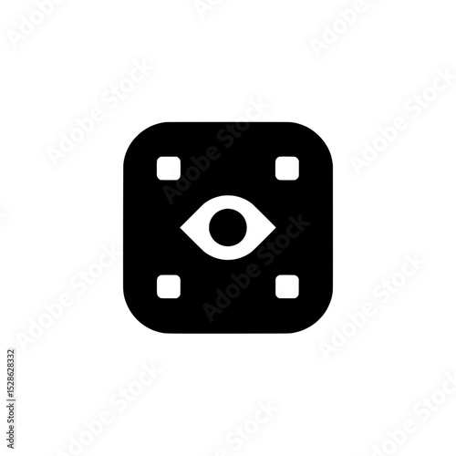 Square icon with eye and corner dots representing facial recognition technology or visual authentication interface