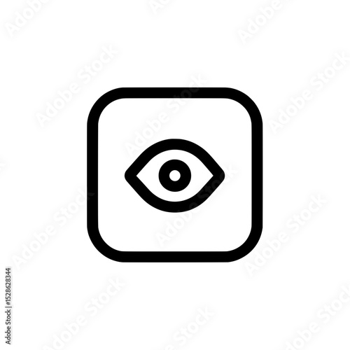 Simple eye icon in rounded square symbolizing user vision control, focus function, or privacy observation