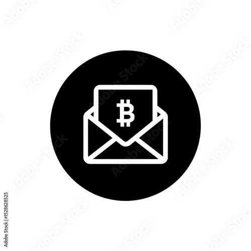 Bitcoin coin and envelope icon representing email-based cryptocurrency alerts, marketing, or transactions