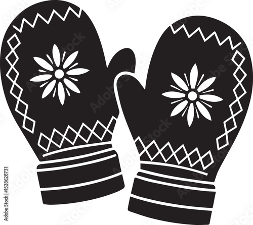 mittens vector illustration, mittens clipart, mittens ion, mittens silhouette vector icon black and white
