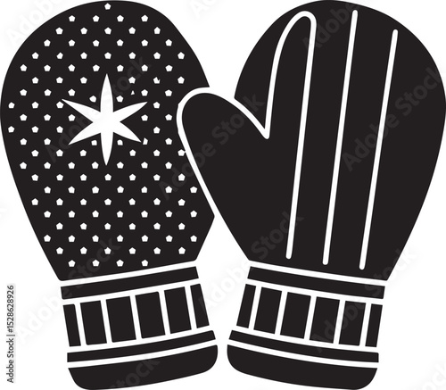 mittens vector illustration, mittens clipart, mittens ion, mittens silhouette vector icon black and white
