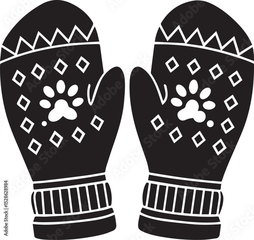 mittens vector illustration, mittens clipart, mittens ion, mittens silhouette vector icon black and white