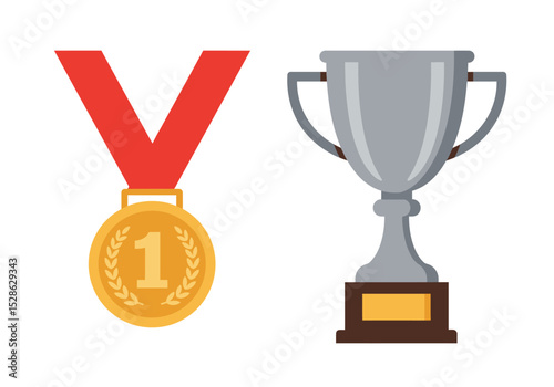 A gold number one medal and a silver trophy are shown sidebyside