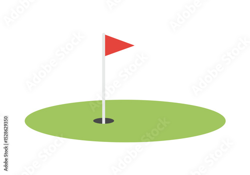 A golf green with a hole and a flag